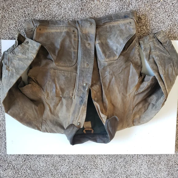 Vintage CC Filson 1990s Waxed Tin Cloth Cruiser Jacket Fully Lined Hunting Ranch - Picture 2 of 16